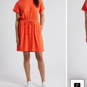 Caslon Drawstring Waist Organic Cotton T-Shirt Dress